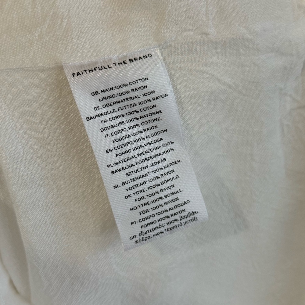 Faithful the Brand Valledoria Puff Sleeve V-neck Mini Dress - White - US Size 4 - Picture 14 of 15